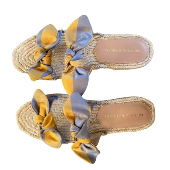 NEW LOEFFLER RANDALL Daisy Two Bow Espadrille Platform Sandal in Dandelion/Rain - Picture 4 of 7
